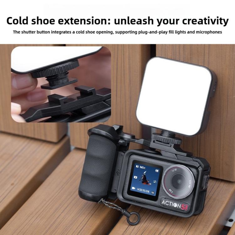 For DJI Action 5 Pro / 4 / 3 Street Photography Handle Metal Cage Shutter Button