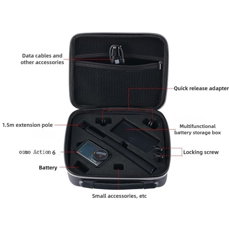 For DJI Osmo Action 6 Action Cameras Portable Storage Box - Gray