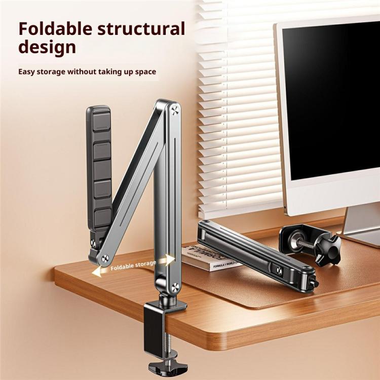P86 Foldable 360 Degree Rotation Suspension Arm Aluminum Alloy Tablet Stand for Bed / Desk