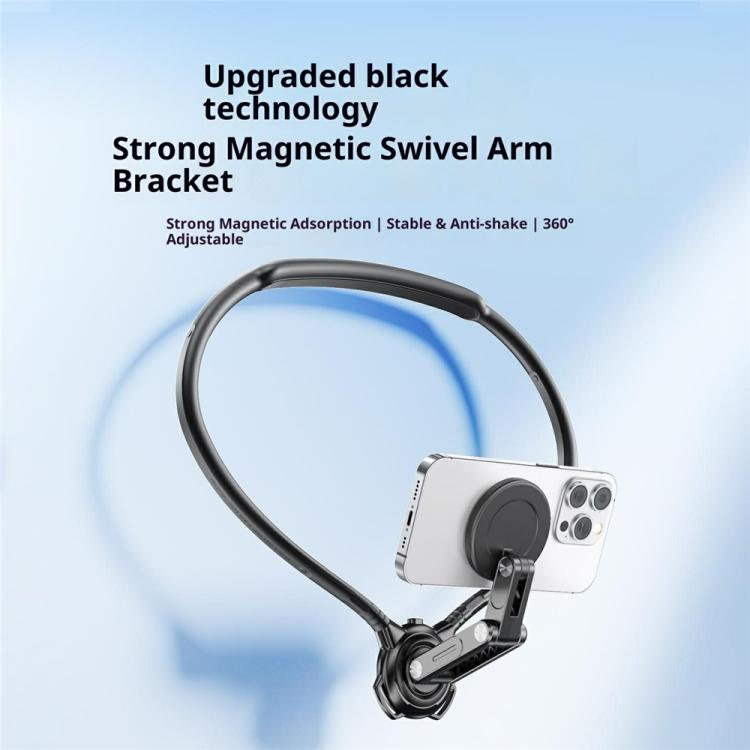 G02S Rotation Adjustable Silicone Neckband Magnetic Phone Holder for First-Person Perspective Video Shooting