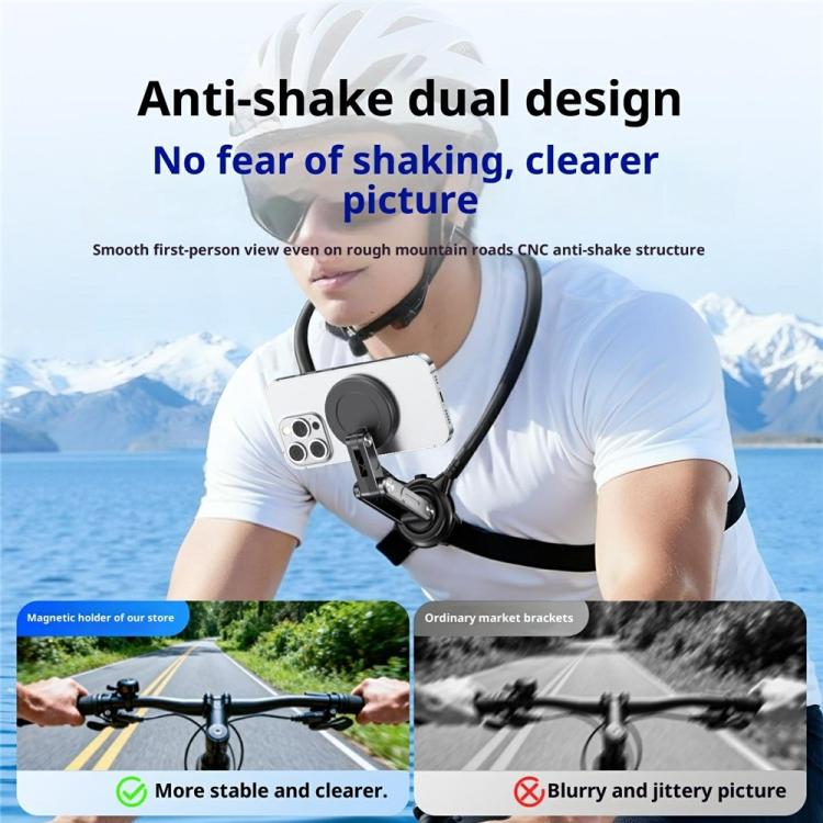 G02S Rotation Adjustable Silicone Neckband Magnetic Phone Holder for First-Person Perspective Video Shooting
