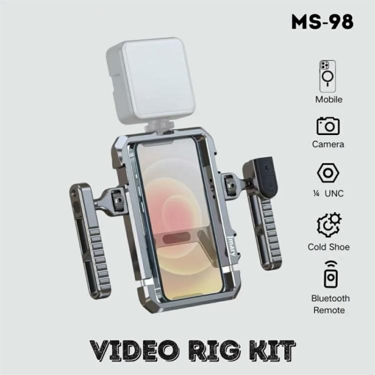 JMARY MS-98 Wireless Remote Control Aluminum Alloy Smartphone Video Stabilizer Frame Cage Kit
