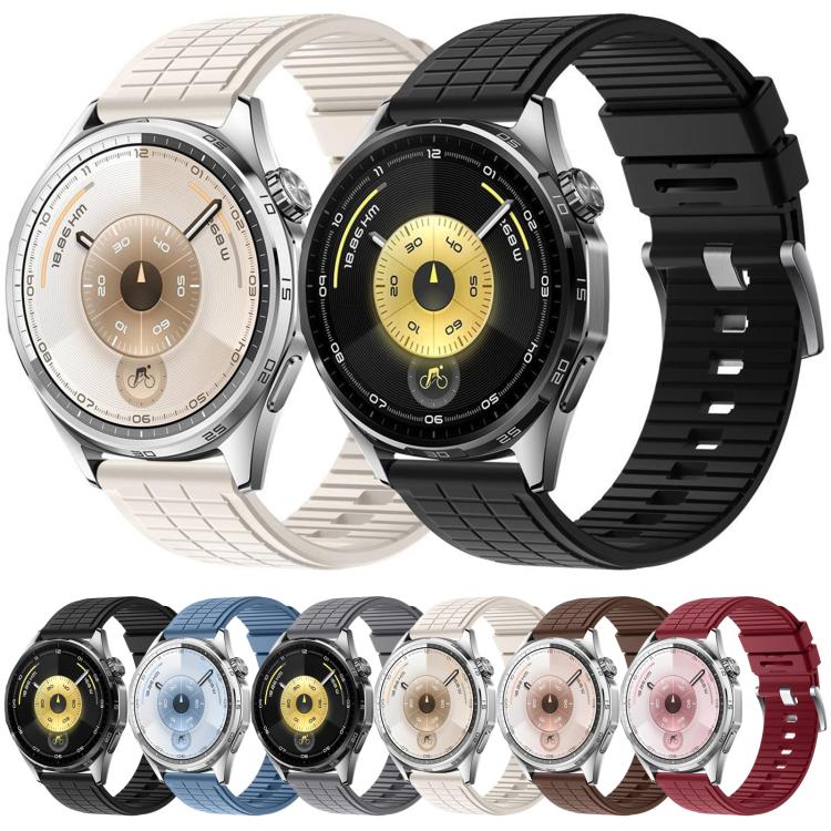 22mm Square Texture Solid Color Fluororubber Watch Band