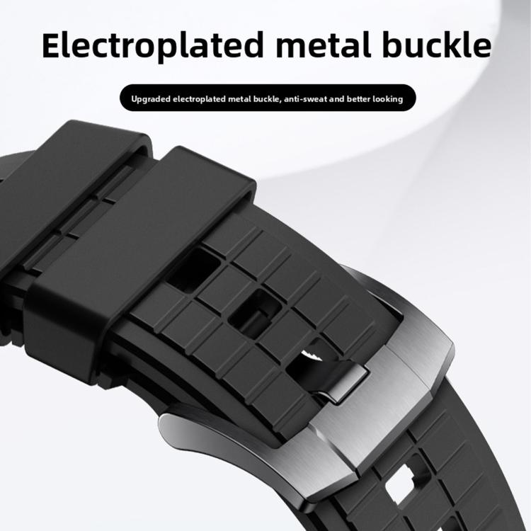 22mm Square Texture Solid Color Fluororubber Watch Band