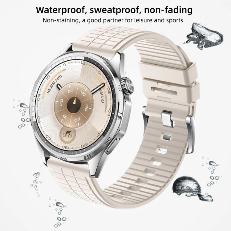 22mm Square Texture Solid Color Fluororubber Watch Band