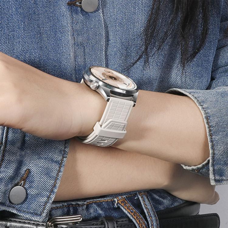 22mm Square Texture Solid Color Fluororubber Watch Band