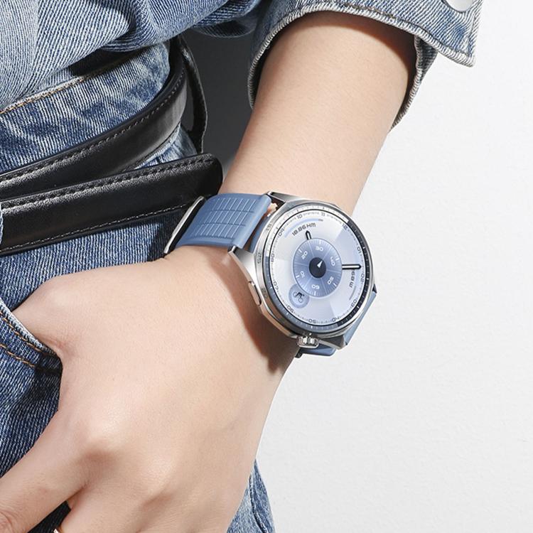 22mm Square Texture Solid Color Fluororubber Watch Band