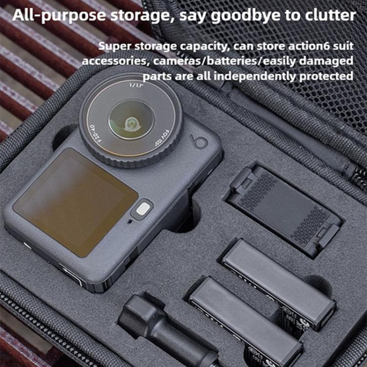 For DJI Osmo Action 6 Action Cameras Portable Kit Storage Bag With Handle Hanging Strap - Black