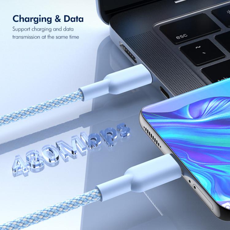 ENKAY ENK-CB182 PD60W Type-C to Type-C Nylon Braided Charging Data Cable, Length:1m