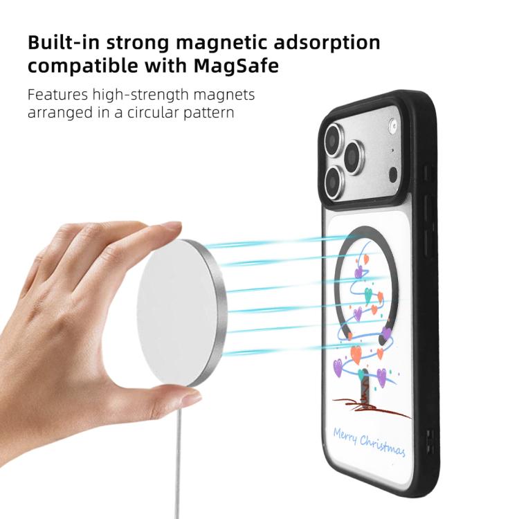 For iPhone 17 Pro Max Christmas Series Strong Magnetic Painted Black Edge Phone Case