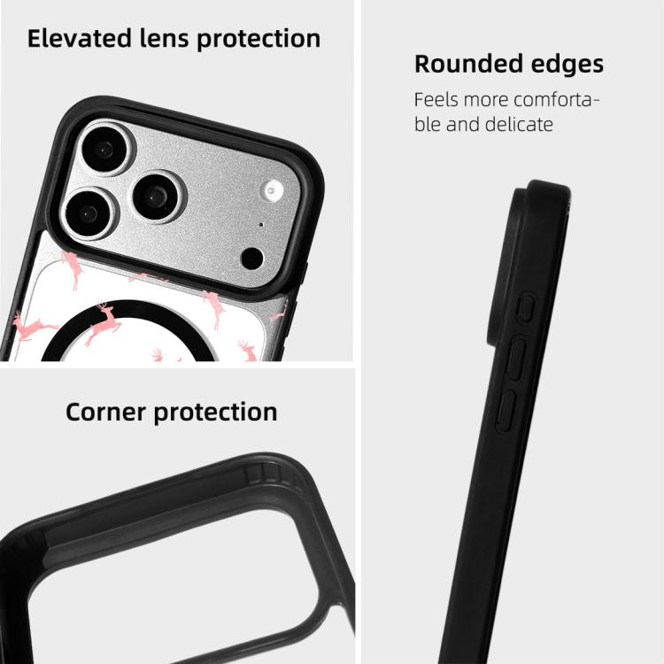For iPhone 17 Pro Max Christmas Series Strong Magnetic Painted Black Edge Phone Case