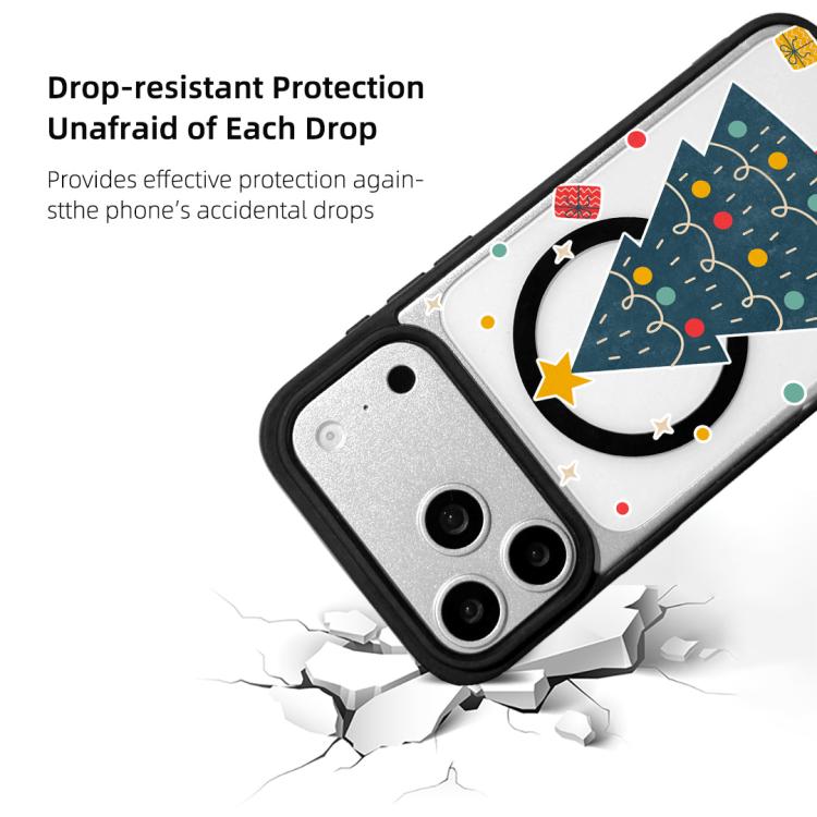 For iPhone 17 Pro Max Christmas Series Strong Magnetic Painted Black Edge Phone Case