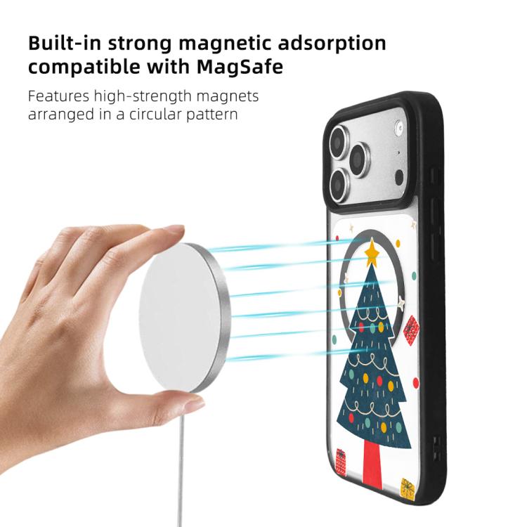 For iPhone 17 Pro Max Christmas Series Strong Magnetic Painted Black Edge Phone Case
