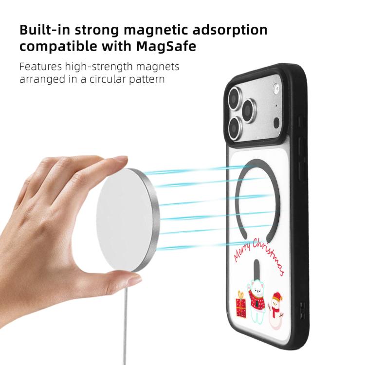 For iPhone 17 Pro Max Christmas Series Strong Magnetic Painted Black Edge Phone Case
