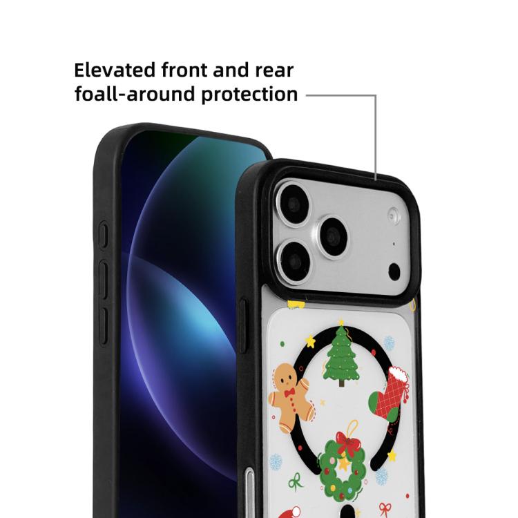 For iPhone 17 Pro Max Christmas Series Strong Magnetic Painted Black Edge Phone Case