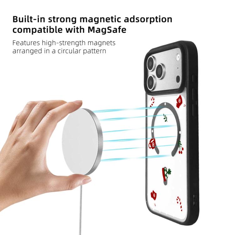 For iPhone 17 Pro Max Christmas Series Strong Magnetic Painted Black Edge Phone Case