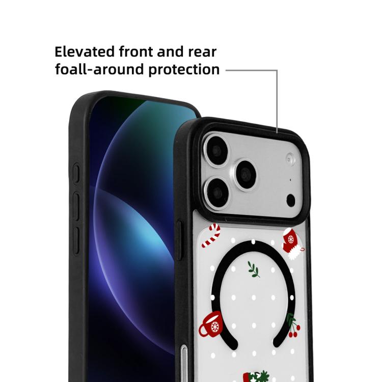 For iPhone 17 Pro Max Christmas Series Strong Magnetic Painted Black Edge Phone Case