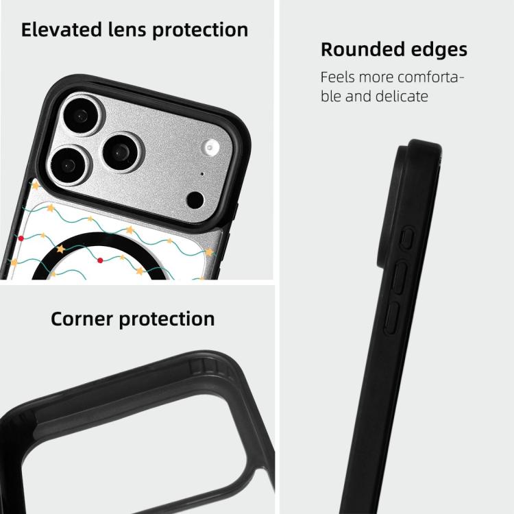 For iPhone 17 Pro Max Christmas Series Strong Magnetic Painted Black Edge Phone Case