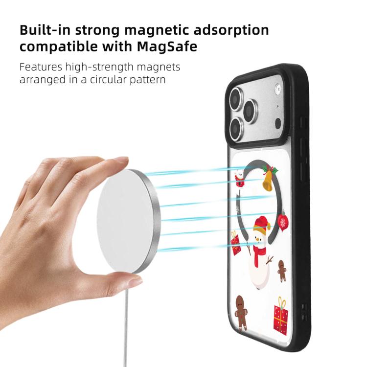 For iPhone 17 Pro Max Christmas Series Strong Magnetic Painted Black Edge Phone Case
