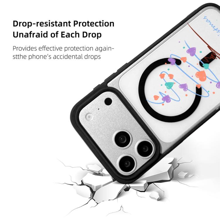 For iPhone 17 Pro Christmas Series Strong Magnetic Painted Black Edge Phone Case