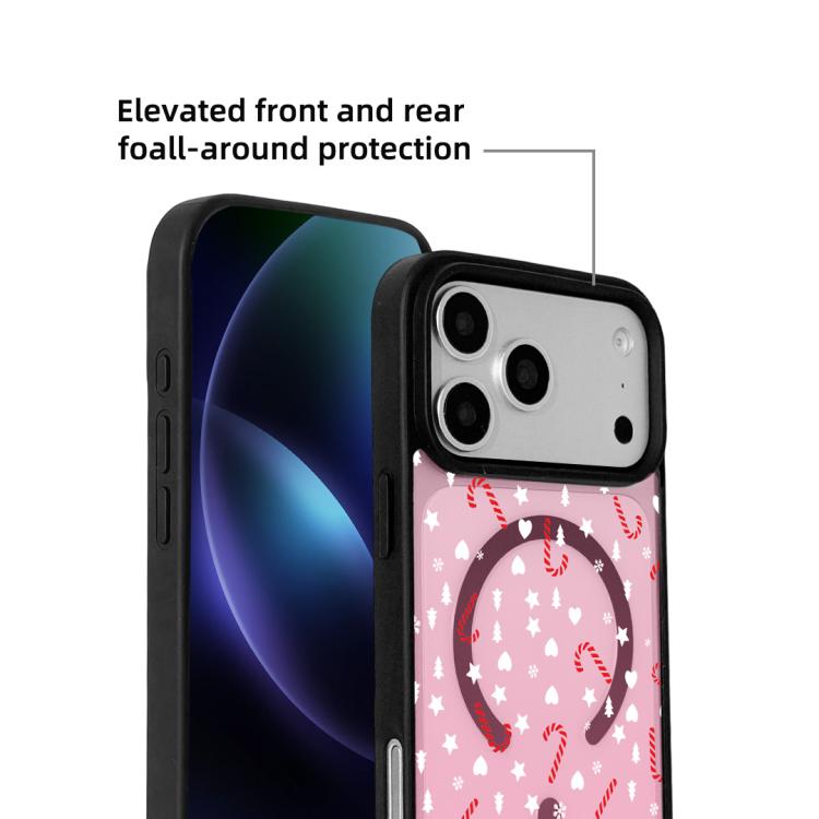 For iPhone 17 Pro Christmas Series Strong Magnetic Painted Black Edge Phone Case