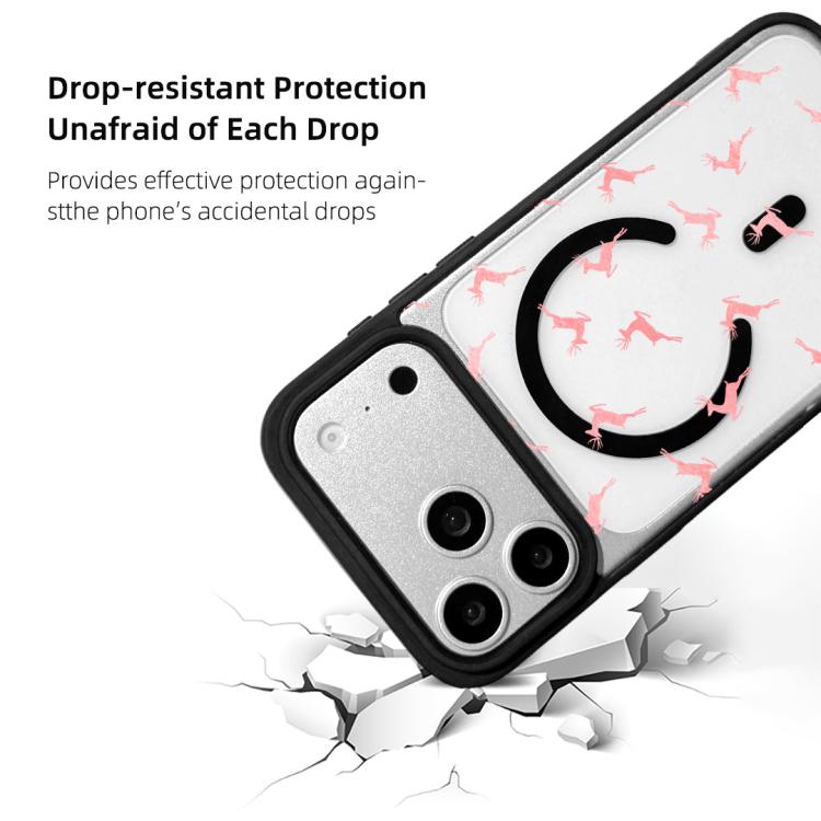 For iPhone 17 Pro Christmas Series Strong Magnetic Painted Black Edge Phone Case