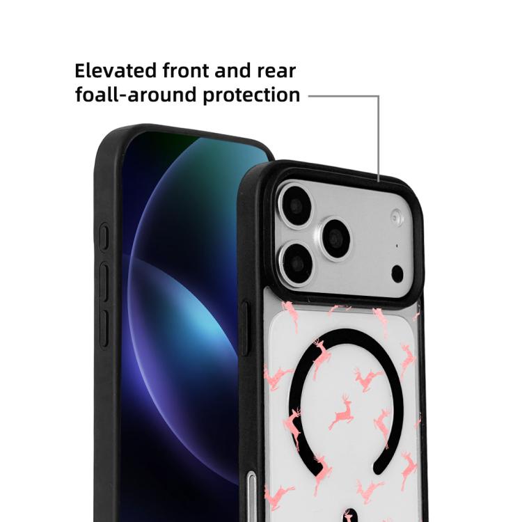 For iPhone 17 Pro Christmas Series Strong Magnetic Painted Black Edge Phone Case