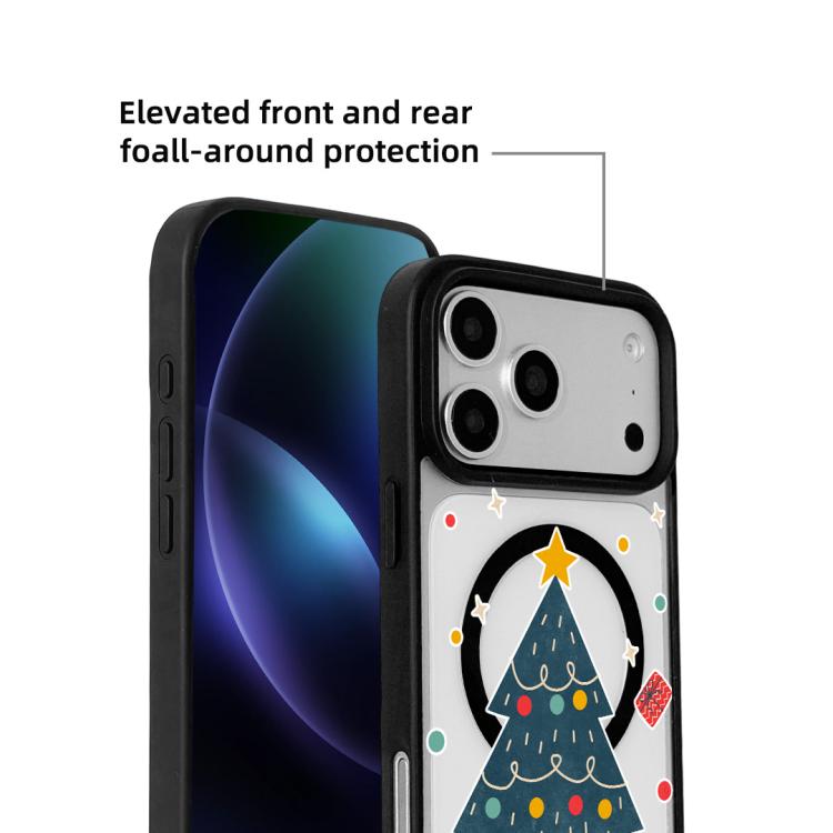 For iPhone 17 Pro Christmas Series Strong Magnetic Painted Black Edge Phone Case