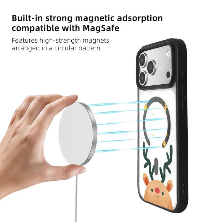 For iPhone 17 Pro Christmas Series Strong Magnetic Painted Black Edge Phone Case