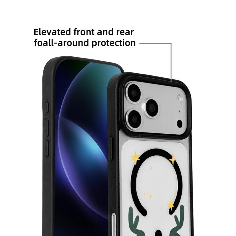 For iPhone 17 Pro Christmas Series Strong Magnetic Painted Black Edge Phone Case