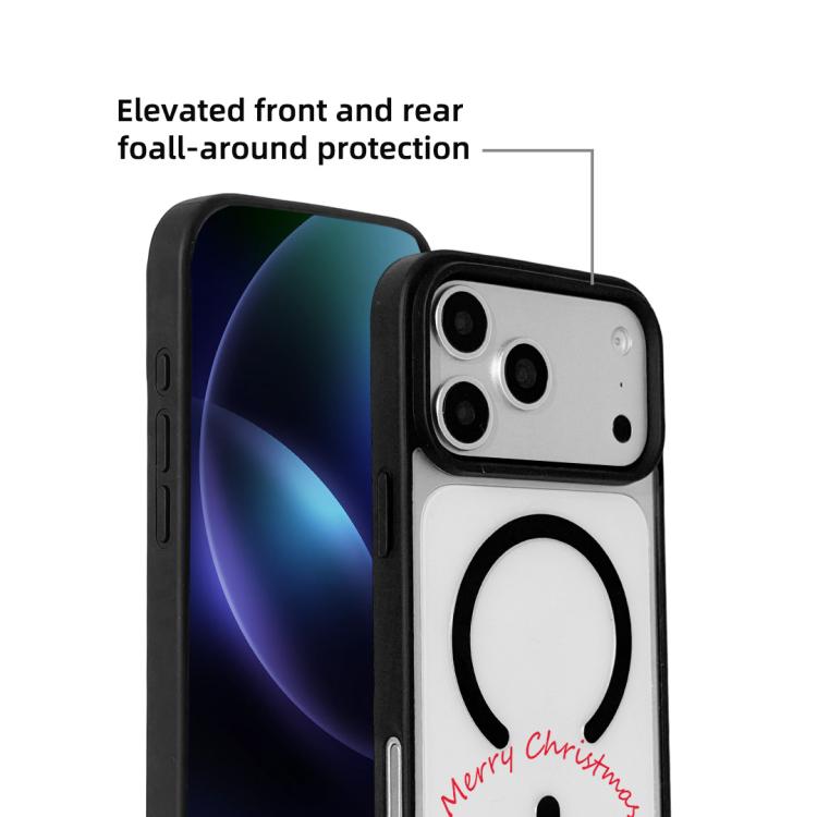 For iPhone 17 Pro Christmas Series Strong Magnetic Painted Black Edge Phone Case