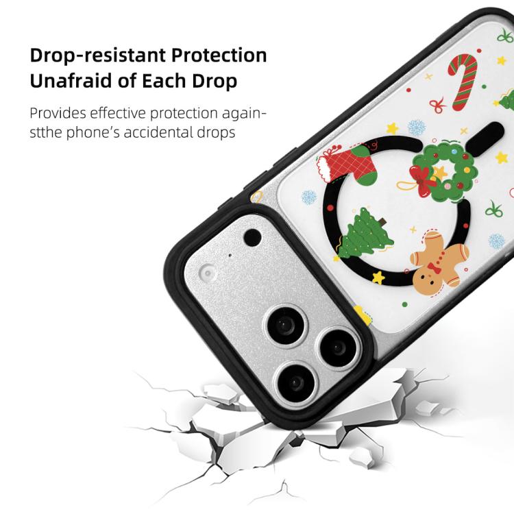 For iPhone 17 Pro Christmas Series Strong Magnetic Painted Black Edge Phone Case