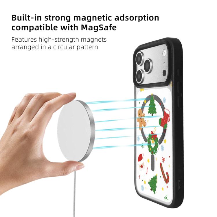 For iPhone 17 Pro Christmas Series Strong Magnetic Painted Black Edge Phone Case