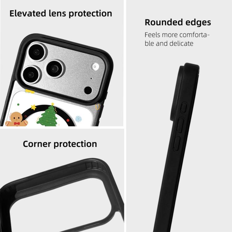 For iPhone 17 Pro Christmas Series Strong Magnetic Painted Black Edge Phone Case