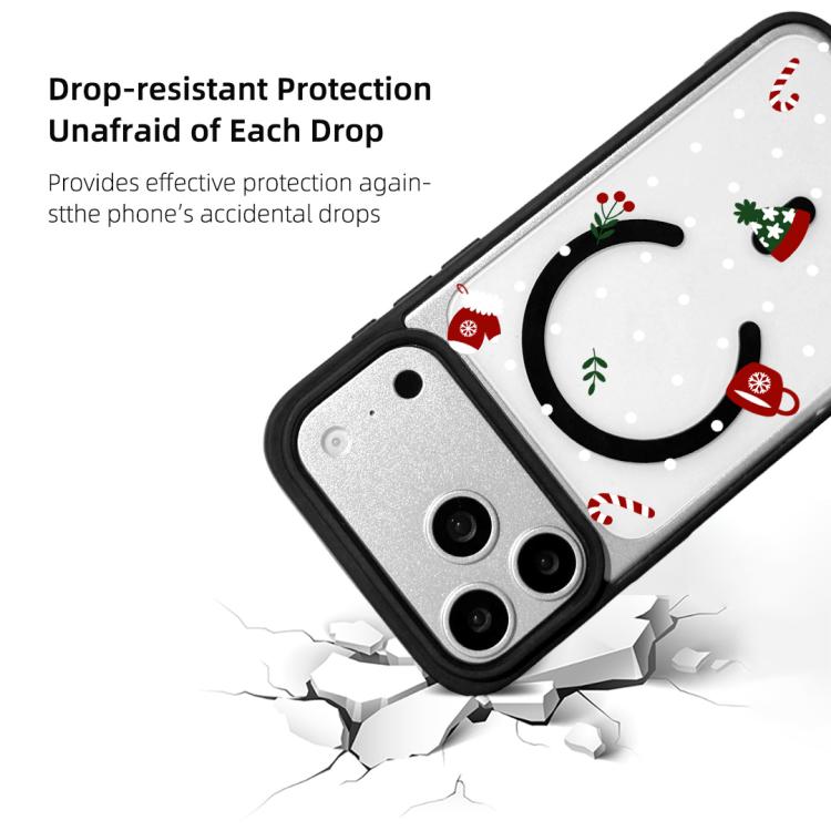 For iPhone 17 Pro Christmas Series Strong Magnetic Painted Black Edge Phone Case