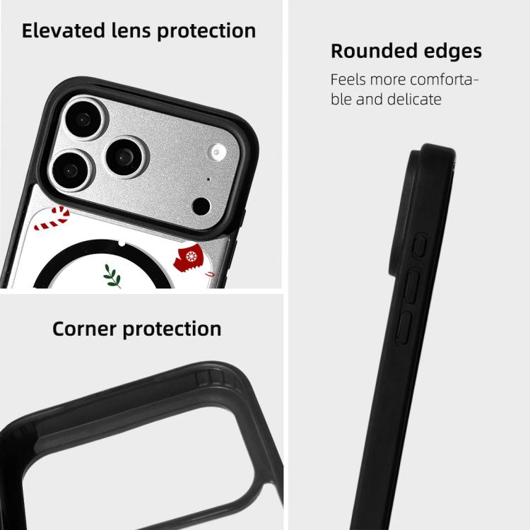 For iPhone 17 Pro Christmas Series Strong Magnetic Painted Black Edge Phone Case