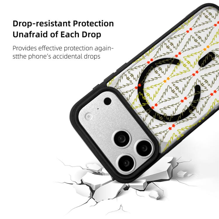 For iPhone 17 Pro Christmas Series Strong Magnetic Painted Black Edge Phone Case