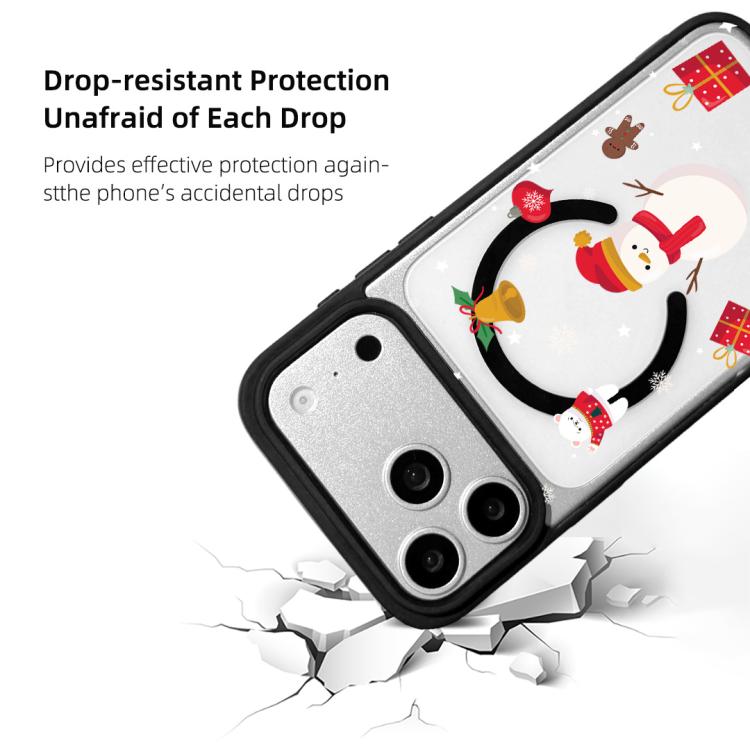 For iPhone 17 Pro Christmas Series Strong Magnetic Painted Black Edge Phone Case