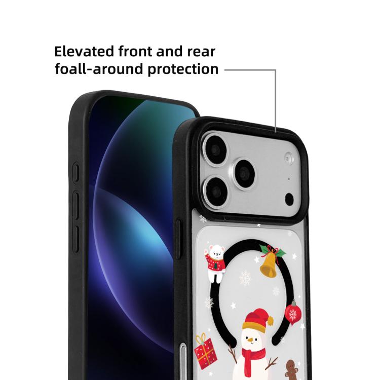 For iPhone 17 Pro Christmas Series Strong Magnetic Painted Black Edge Phone Case