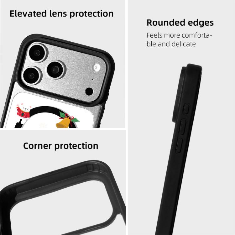 For iPhone 17 Pro Christmas Series Strong Magnetic Painted Black Edge Phone Case