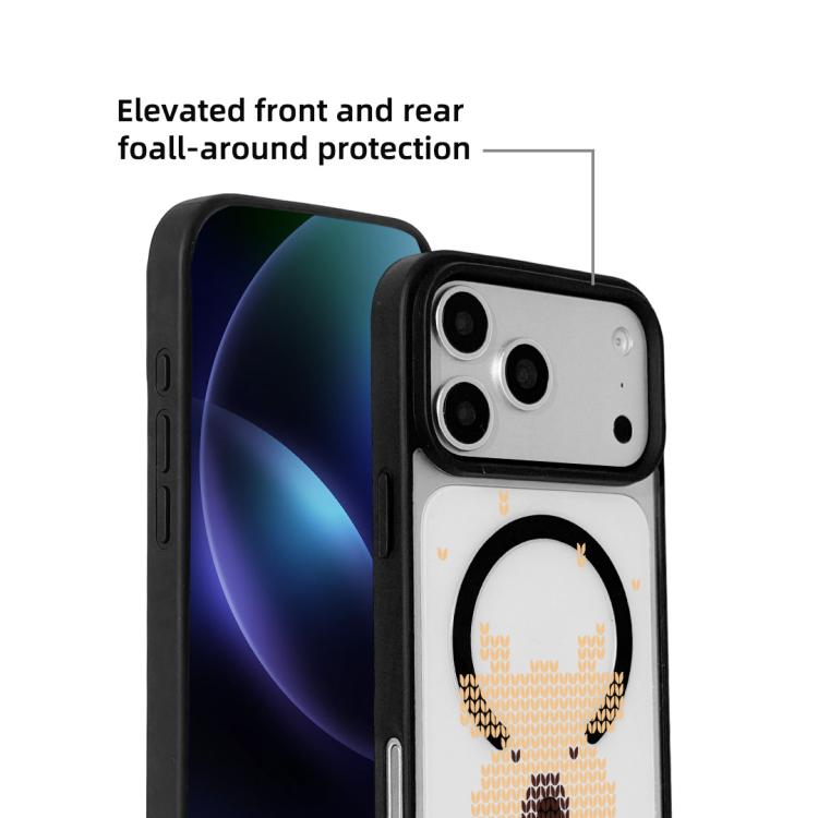 For iPhone 17 Pro Christmas Series Strong Magnetic Painted Black Edge Phone Case
