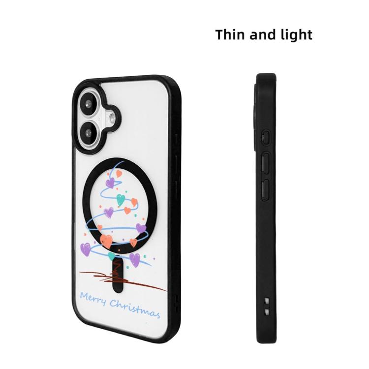 For iPhone 17 Christmas Series Strong Magnetic Painted Black Edge Phone Case