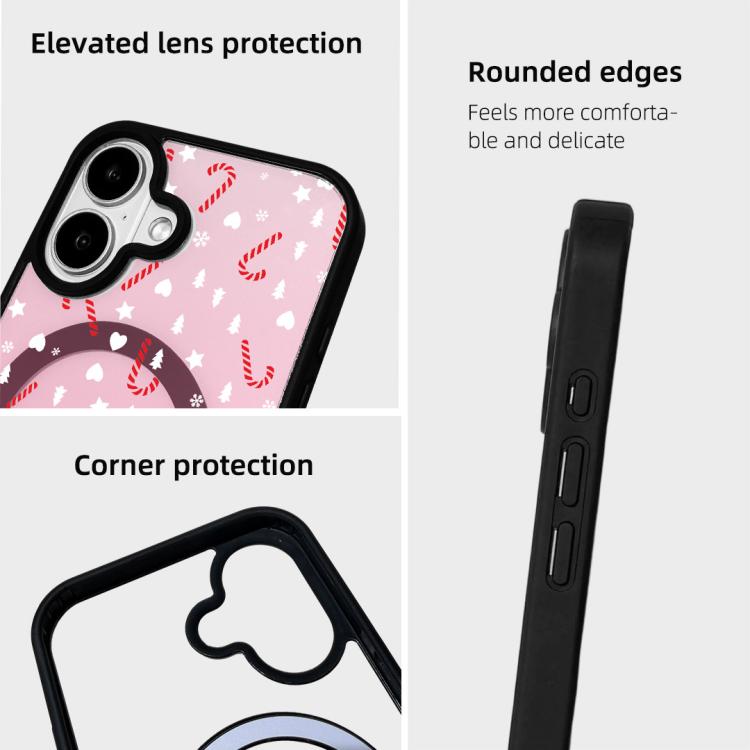 For iPhone 17 Christmas Series Strong Magnetic Painted Black Edge Phone Case