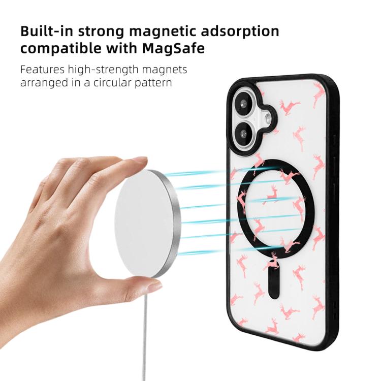For iPhone 17 Christmas Series Strong Magnetic Painted Black Edge Phone Case