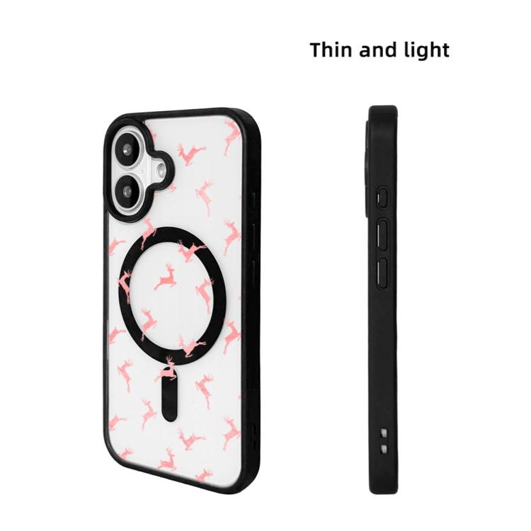 For iPhone 17 Christmas Series Strong Magnetic Painted Black Edge Phone Case