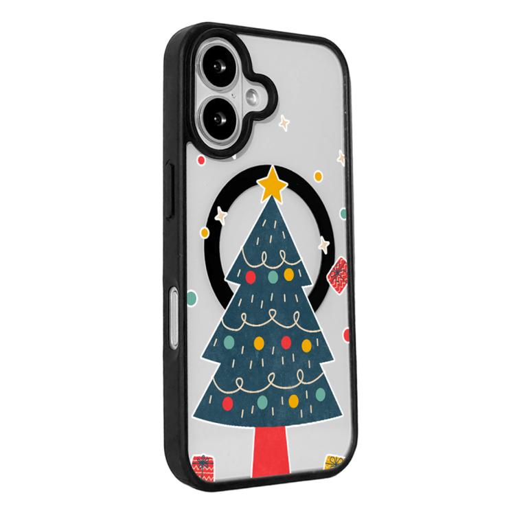 For iPhone 17 Christmas Series Strong Magnetic Painted Black Edge Phone Case