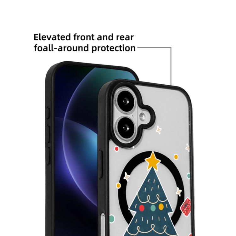 For iPhone 17 Christmas Series Strong Magnetic Painted Black Edge Phone Case