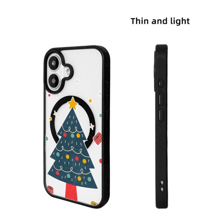 For iPhone 17 Christmas Series Strong Magnetic Painted Black Edge Phone Case
