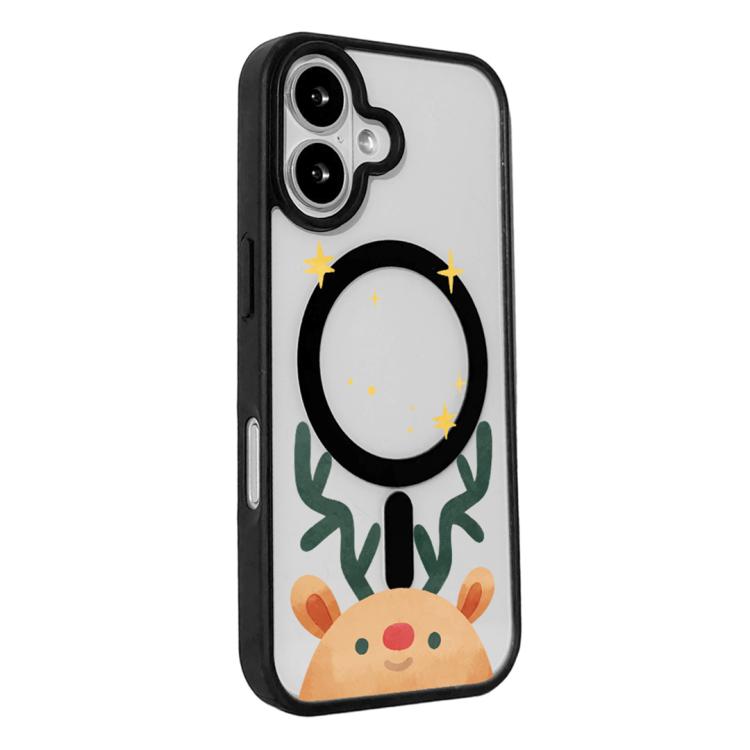 For iPhone 17 Christmas Series Strong Magnetic Painted Black Edge Phone Case
