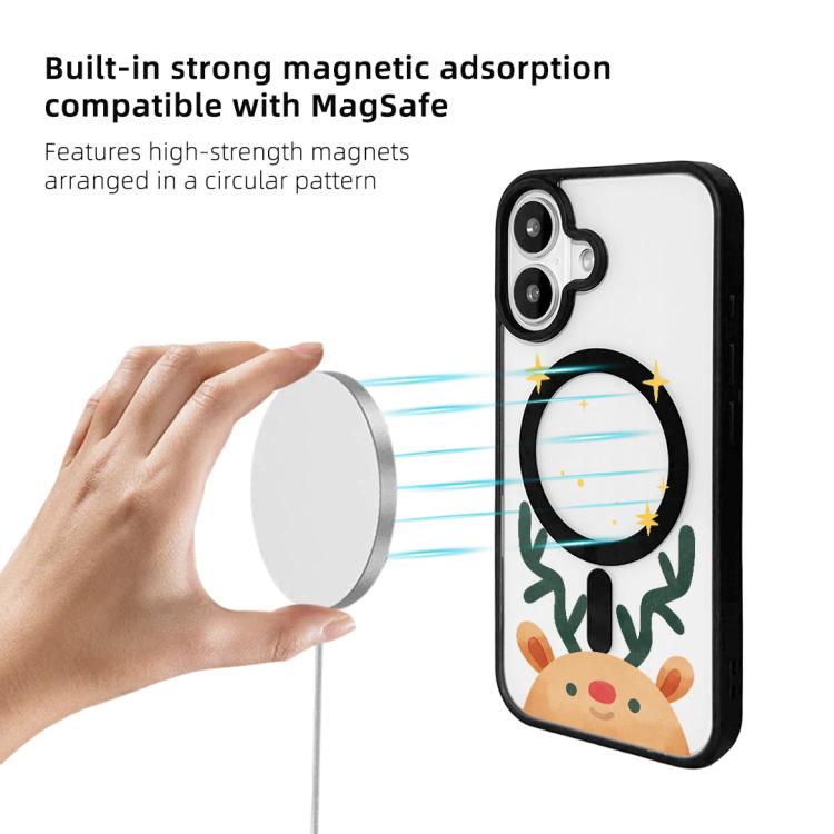For iPhone 17 Christmas Series Strong Magnetic Painted Black Edge Phone Case
